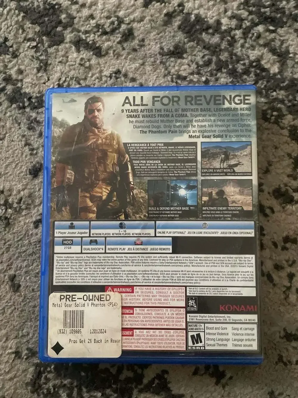 Metal Gear Solid V: The Phantom Pain for PlayStation 4